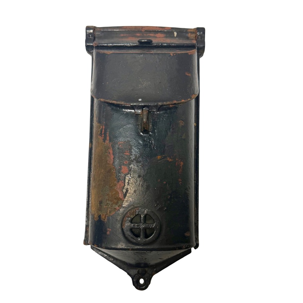 Antique Griswold Cast Iron Wall Mount Mailbox Vintage Black Metal Letter Box US